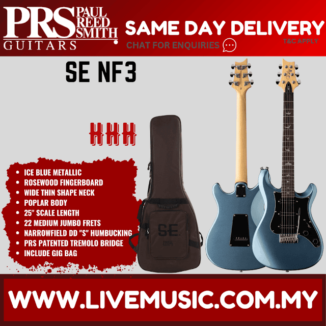 PRS SE NF3 Electric Guitar w/Bag, Rosewood FB, Gun Metal Grey / Ice Blue Metallic / Metallic Orange / White Pearl