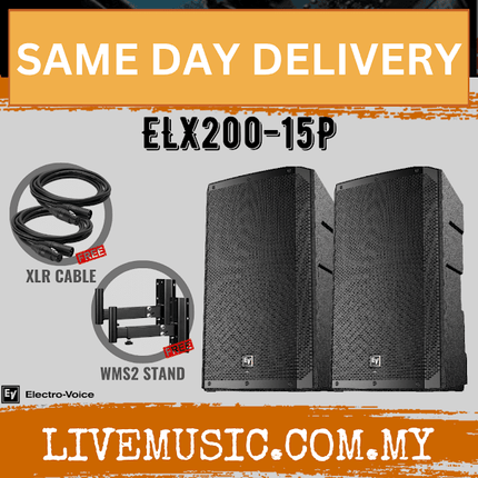 EV Electro-Voice ELX200-15P 1200W 15" Powered Speaker With Speaker Stand And Cable - Each / Pair (ELX200 15P ELX20015P)