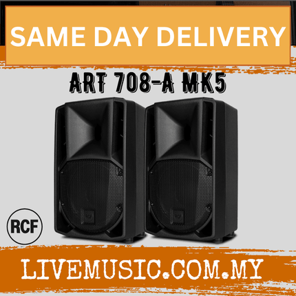 RCF ART 708-A MK5 8" 1400W 2-way Active Powered Speaker w/SPS502 Speaker Stand - Each / Pair ( ART708A / ART708 / MK5 )