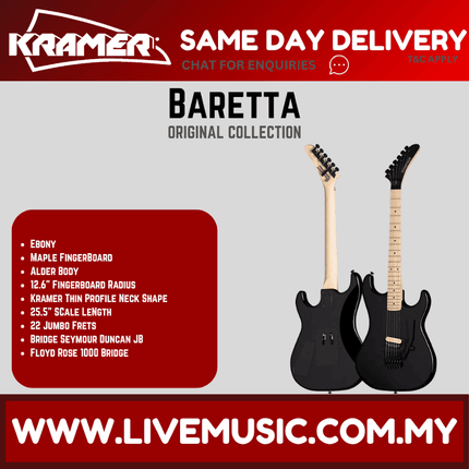 Kramer Baretta Electric Guitar With Maple Fretboard - Ebony