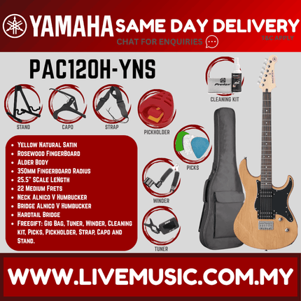 Yamaha PAC120H Pacifica Electric Guitar - Yellow Natural Satin ( PAC 120H / PAC-120H )