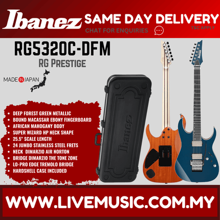 Ibanez Prestige RG5320C-DFM Electric Guitar W/Case, Deep Forest Green Metallic ( RG5320C DFM / RG5320CDFM )