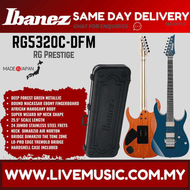Ibanez Prestige RG5320C-DFM Electric Guitar W/Case, Deep Forest Green Metallic ( RG5320C DFM / RG5320CDFM )