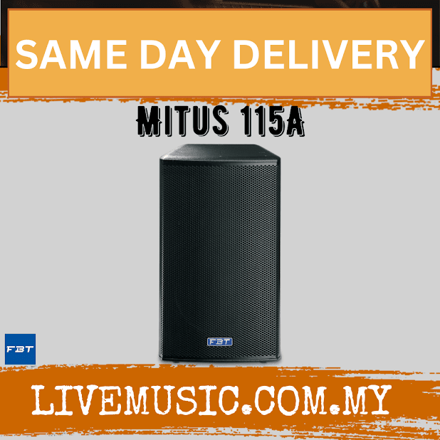 FBT MITUS 115A 15-inch powered speaker, black cabinet with front grille