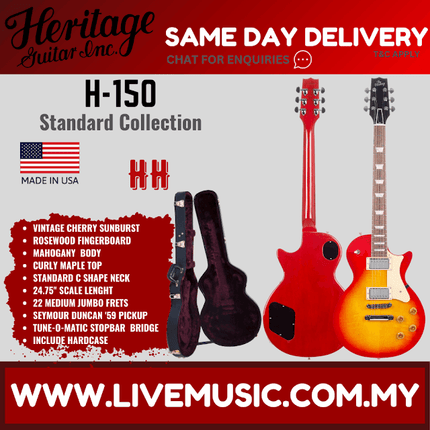 Heritage Standard Collection H-150 Electric Guitar with Case, Vintage Cherry Sunburst ( H150 / H 150 )