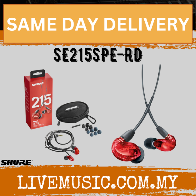 Shure SE215 Sound Isolating Earphones with 3.5mm Comm Cable - Red ( SE-215 / SE 215 )