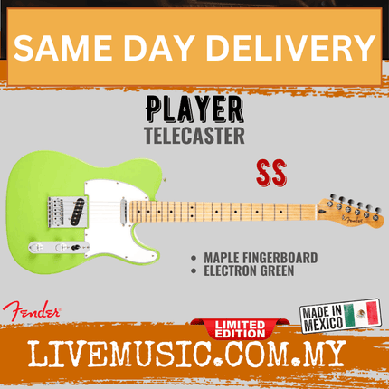 Fender Limited Edition Player Telecaster Electric Guitar, Maple FB, Electron Green