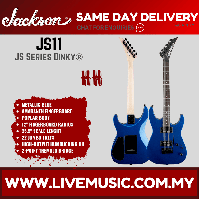 Jackson JS-11 Dinky - Electric Guitar, Amaranth Fretboard - Metallic Blue (JS11/JS 11)