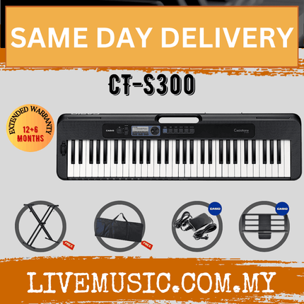 CASIO CT-S300 61-Keys Casiotone Keyboard with Keyboard Stand, Keyboard Bag and Pedal ( CTS300 / CT S300 )