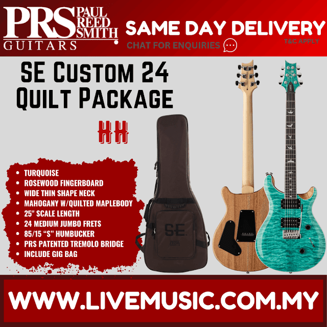 PRS SE Custom 24 Electric Guitar w/Quilt Package, Violet / Turquoise / Black Gold Sunburst