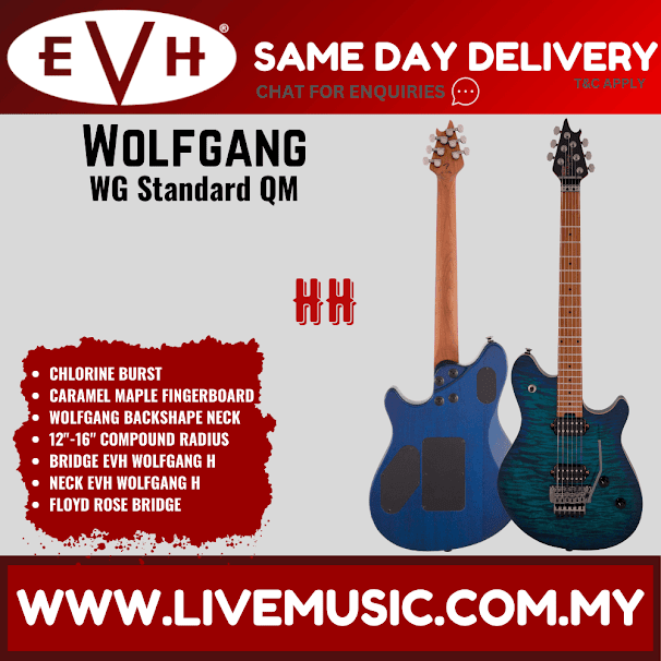 EVH Wolfgang WG Standard QM Electric Guitar, Baked Maple FB, Chlorine Burst