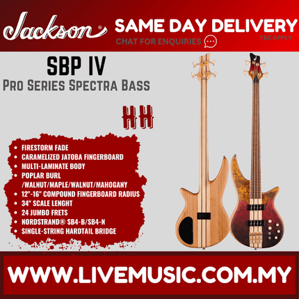Jackson Pro Series Spectra Bass SBP IV Bass Guitar, Jatoba FB, Firestorm Fade