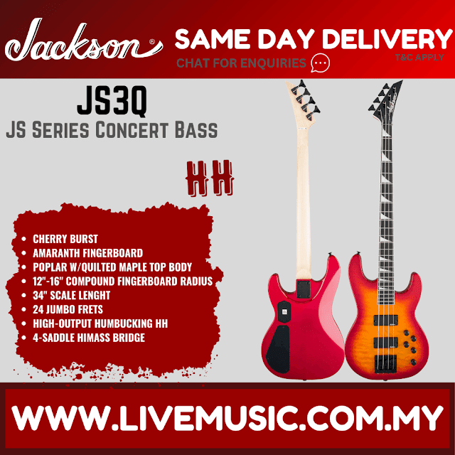 Jackson JS Series Concert Bass JS3Q Guitar, Amaranth Fretboard - Cherry Burst (JS3Q / JS 3Q)