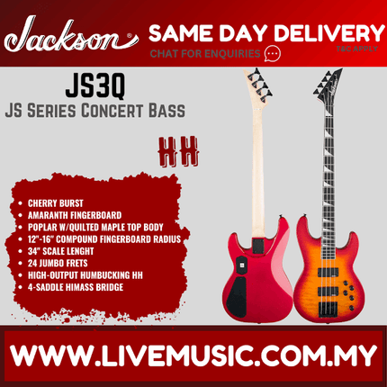 Jackson JS Series Concert Bass JS3Q Guitar, Amaranth Fretboard - Cherry Burst (JS3Q / JS 3Q)