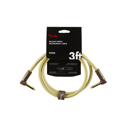 Fender Deluxe Series Angled Instrument Cable, 3ft - Tweed