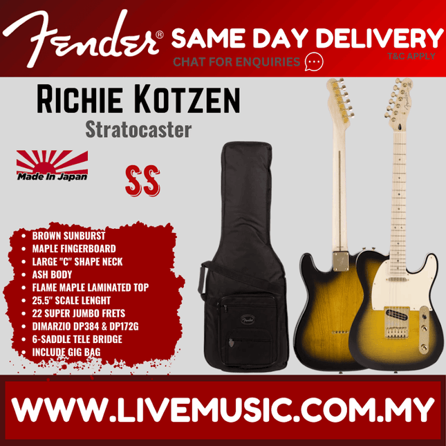Fender Japan Ritchie Kotzen Signature Telecaster Electric Guitar, Maple FB, Brown Sunburst