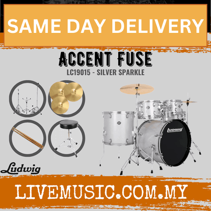 Ludwig Accent Fuse 5-Piece Drums Set w/Hardware + Throne + Cymbal - ( LC19011 LC19014 LC19015 LC19019 )