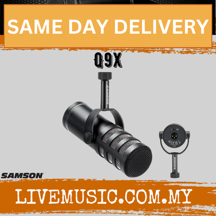Samson Q9x Dynamic Broadcast Mic for Podcasting, Streaming and Studio Recording Black