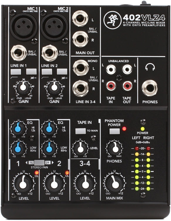 Mackie 402VLZ4 4-Channel Mixer Analog Compact Mixers With Onyx (402 VLZ4/402-VLZ4)