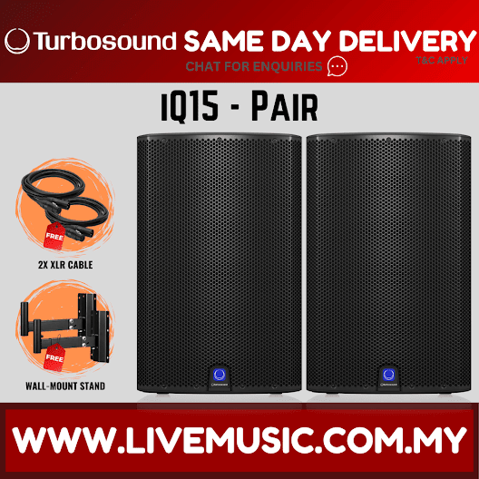 Turbosound iQ15 2500-Watt 15" Powered Speaker w/Wireless Mic, Speaker Stand And Cable - Each / Pair ( iQ-15 / iQ 15 )