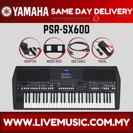 Yamaha PSR-SX600 61-key Arranger Workstation with Keyboard Stand, Pedal And Accessories ( PSRSX600 / PSR SX600 )