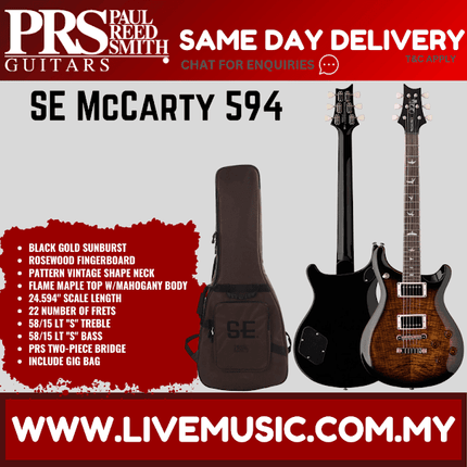 PRS SE McCarty 594 Electric Guitar w/GigBag, Rosewood FB, Black Gold Sunburst (McCarty594 / McCarty-594 )