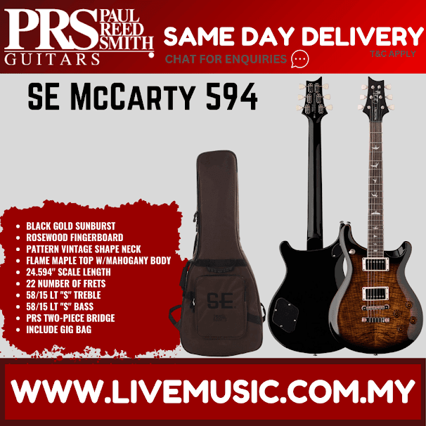 PRS SE McCarty 594 Electric Guitar w/GigBag, Rosewood FB, Black Gold Sunburst (McCarty594 / McCarty-594 )