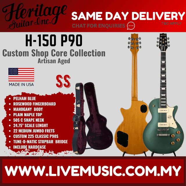 Heritage Custom Shop Core Collection H-150 P90 Electric Guitar with Case, Pelham Blue, Artisan Aged ( H150 H 150 )