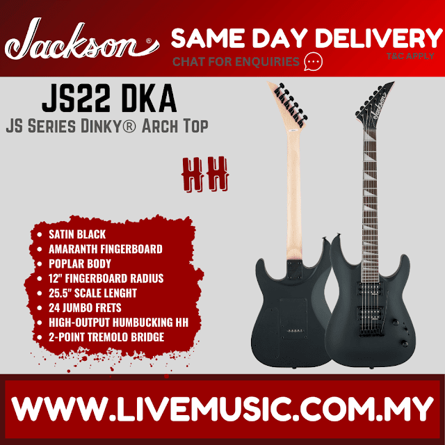 Jackson JS-22 - JS Series Dinky Arch Top Electric Guitar Amaranth Fretboard - Satin Black (JS22 /JS 22)