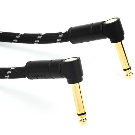 Fender Deluxe Series Angled Instrument Cable, 3ft - Black Tweed