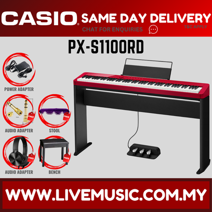 Casio PX-S1100 88 Keys Digital Piano Full Package With Headphone - Red ( PXS1100 / PX S1100 )