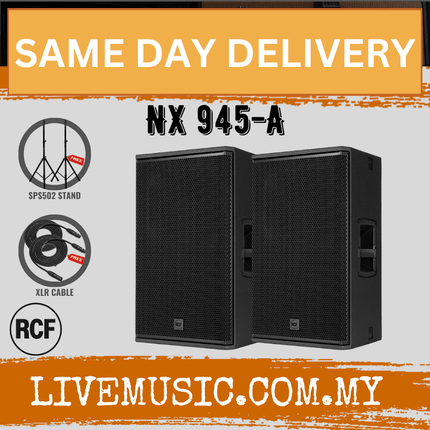 RCF NX 945-A 15'' 2-Way Active Speaker w/Speaker Stand And Cable - Black - Each / Pair ( NX945 / NX945A )