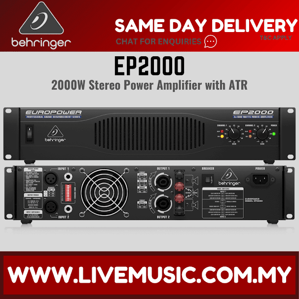 Black 2-channel rack power amplifier with vented front and rear control panel