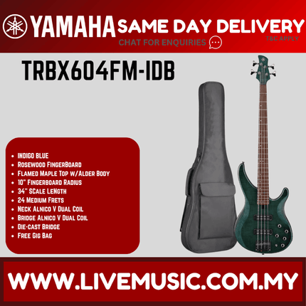 Yamaha TRBX604FM 4-string Electric Bass Guitar - Indigo Blue ( TRBX 604FM / TRBX-604FM )