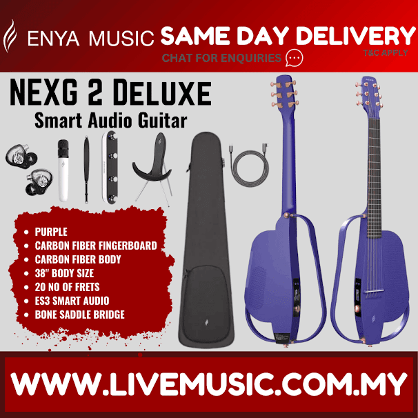 Purple carbon fiber smart audio guitar with glossy finish and 6-string headstock