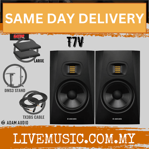 Adam Audio T7V - 7 inch Powered Studio Monitor with Speaker Stand And Gator Isolation Pads - Each / Pair