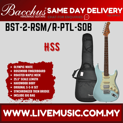 Bacchus BST-2-RSM/R Electric Guitar, Rosewood Fretboard - Pastel Sonic Blue (BST2RSM/BST-2-RSM/BST2)
