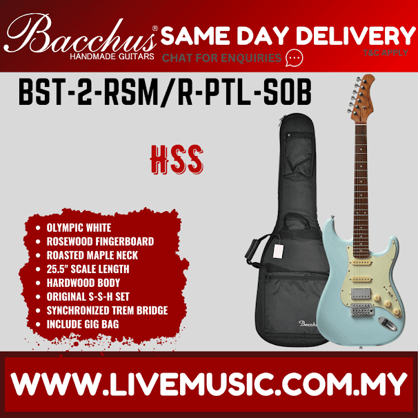 Bacchus BST-2-RSM/R Electric Guitar, Rosewood Fretboard - Pastel Sonic Blue (BST2RSM/BST-2-RSM/BST2)