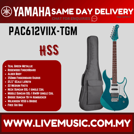 Yamaha Pacifica PAC612VIIX-MSB Electric Guitar - Teal Green Metallic ( PAC 612VIIX / PAC-612VIIX )