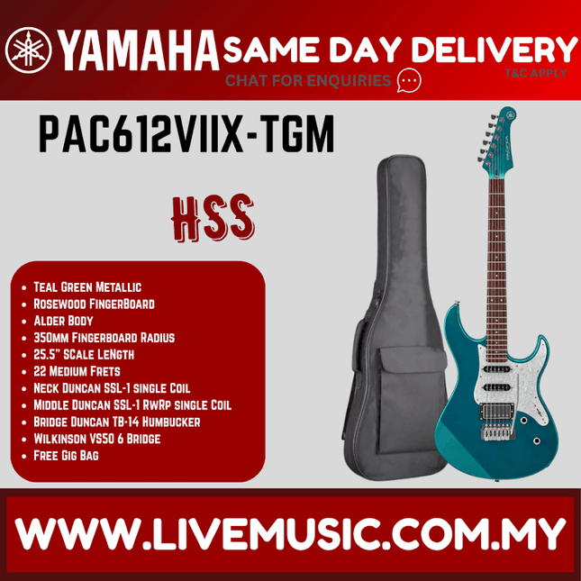 Yamaha Pacifica PAC612VIIX-MSB Electric Guitar - Teal Green Metallic ( PAC 612VIIX / PAC-612VIIX )