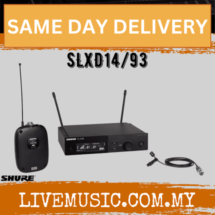 Shure SLXD14/93 Wireless System with SLXD1 Bodypack Transmitter and WL93 Lavalier Microphone ( SLXD  SLXD14-93 / SLXD1493 )