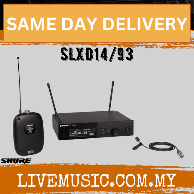 Shure SLXD14/93 Wireless System with SLXD1 Bodypack Transmitter and WL93 Lavalier Microphone ( SLXD  SLXD14-93 / SLXD1493 )