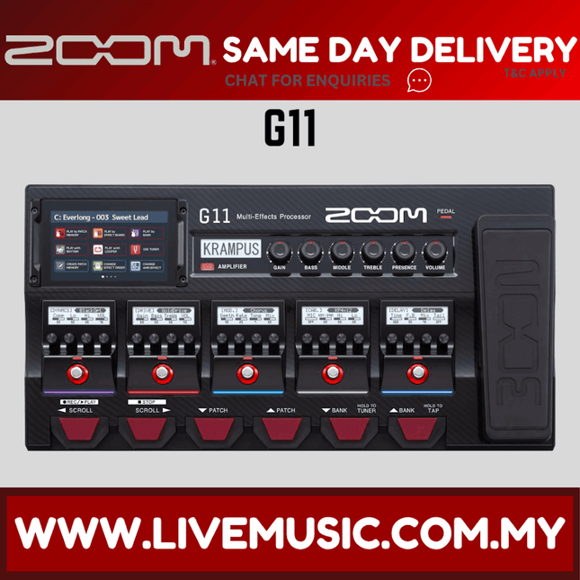 Zoom G11 Multi-Effects Processor with Expression Pedal (G-11/G 11)