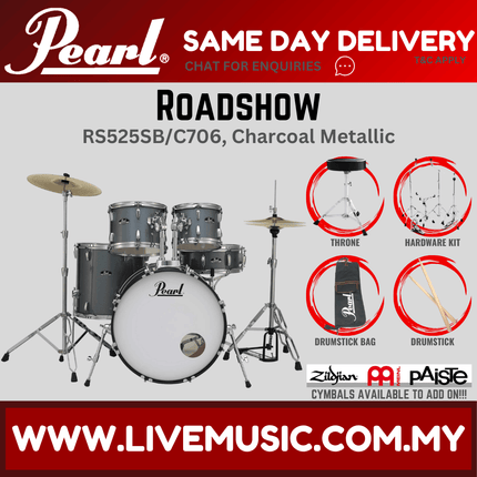 Pearl Roadshow RS525SB/C Drum Set with Hardware, Drum Throne, Drumsticks Without Cymbal Set ( NO CYMBAL )
