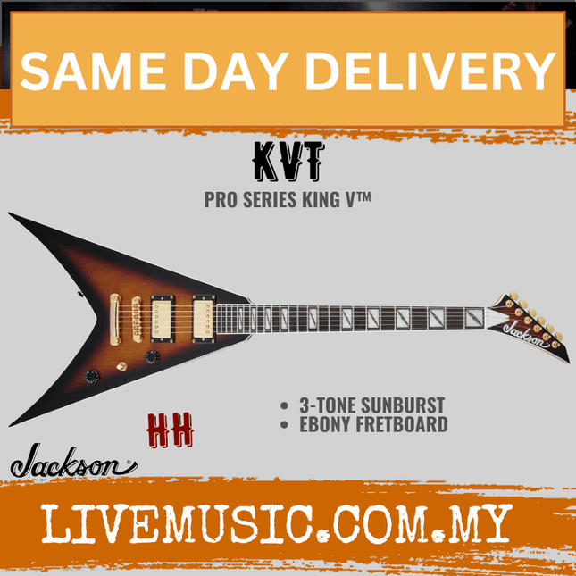 Jackson Pro Series King V KVT Electric Guitar, Ebony FB, 3-Tone Sunburst