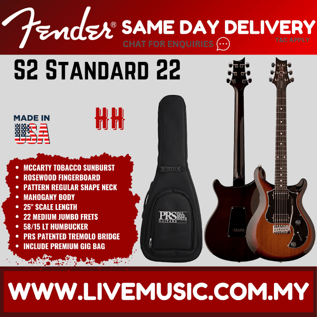 PRS S2 Standard 22 Electric Guitar w/Bag, McCarty Tobacco Sunburst