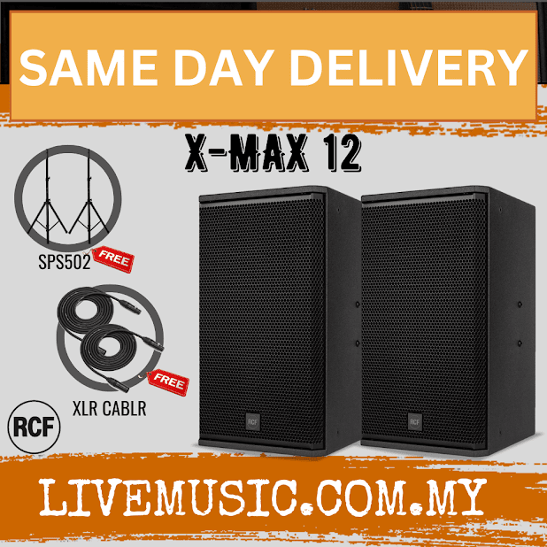 Rcf X-MAX 12 High Power Two-way Speaker With Speaker Stand And Cable - Each / Pair ( XMAX12 / X MAX 12 )