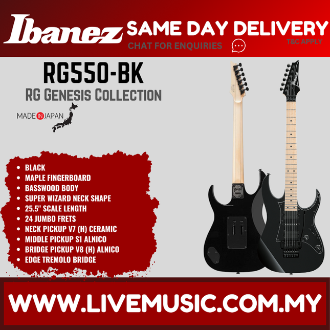 Ibanez RG550 Genesis Collection Electric Guitar MADE IN JAPAN - ( RG 550 / RG-550 )-Black