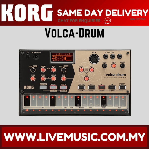 Korg Volca Drum Digital Physical Modelling Percussion Synthesizer With 16 Step Sequencer (VolcaDrum/Volca-Drum)