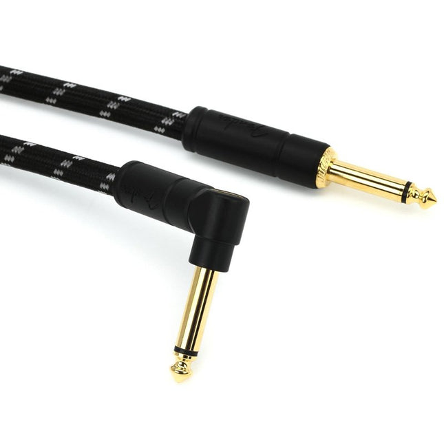 Fender Deluxe Series Angled Instrument Cable, 25ft - Black Tweed